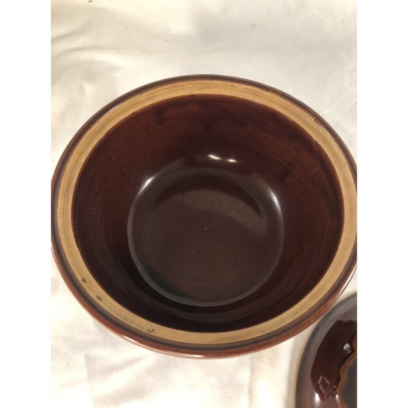 Vtg MARCREST OvenProof STONEWARE Brown Daisy Dot 1.5 QT CASSEROLE DISH w/LID USA - Picture 5 of 9